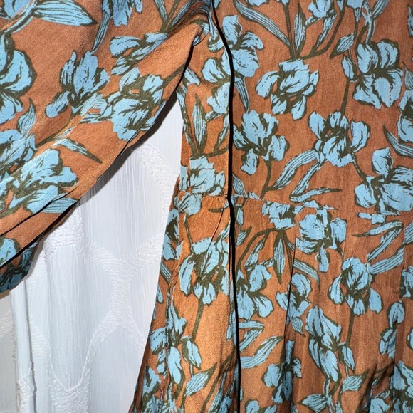 ENTRO Dress Babydoll Brown Blue Ditsy Floral Size Medium -New- - Picture 12 of 16